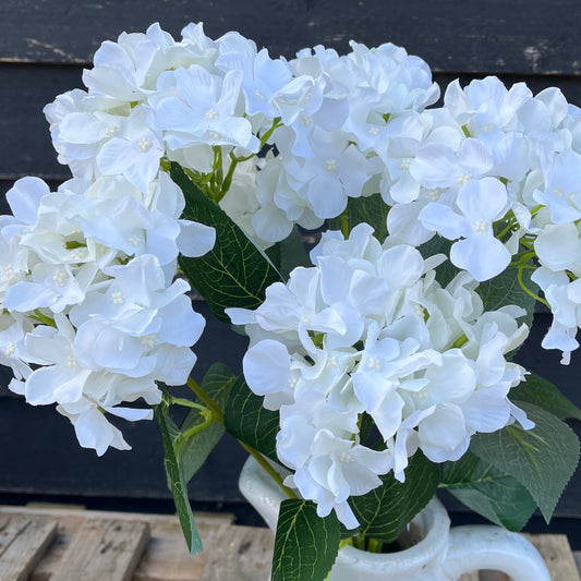 Silk Long Mophead Hydrangea Bunch, White