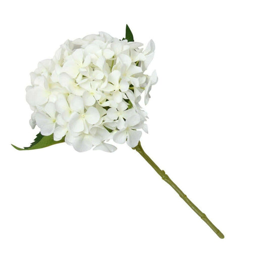 Single Hydrangea White Faux Stem 46cm